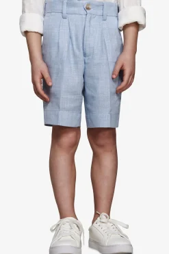 Bermuda misto lino con pinces celeste Kids