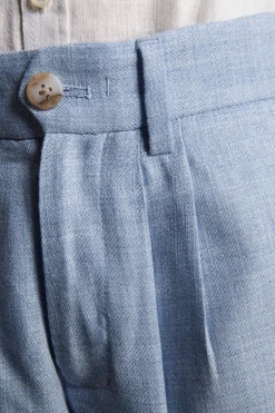 Bermuda misto lino con pinces celeste Kids