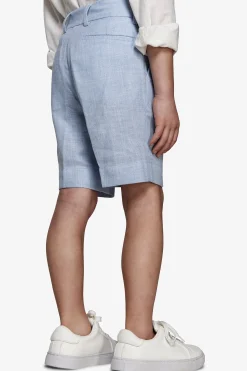 Bermuda misto lino con pinces celeste Kids