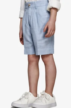 Bermuda misto lino con pinces celeste Kids