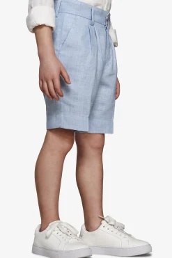 Bermuda misto lino con pinces celeste Kids