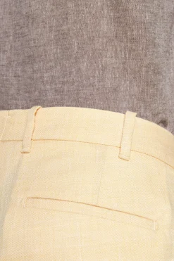 Bermuda misto lino con pinces giallo