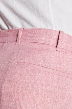 Bermuda misto lino con pinces rosa