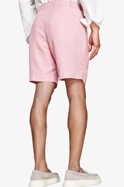 Bermuda misto lino con pinces rosa