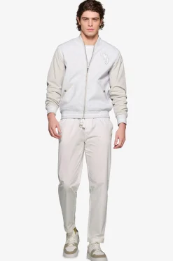 Bomber corto bimaterico DNJ grigio melange