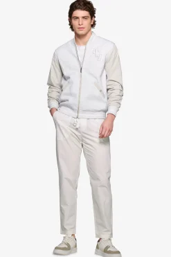 Bomber corto bimaterico DNJ grigio melange
