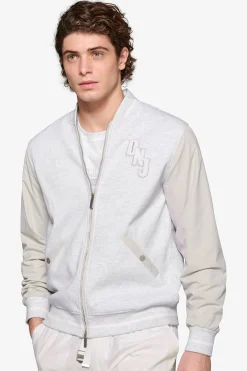 Bomber corto bimaterico DNJ grigio melange