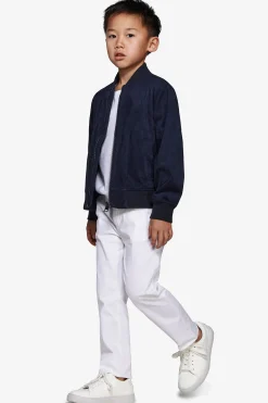 Bomber full zip in ecosuede blu Kids