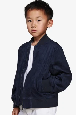 Bomber full zip in ecosuede blu Kids