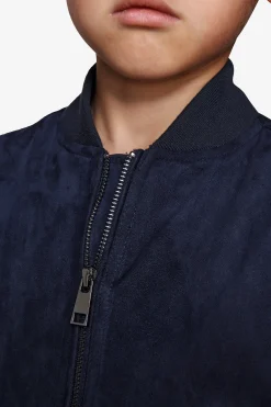 Bomber full zip in ecosuede blu Kids