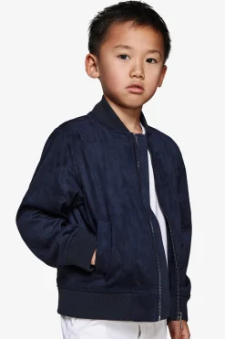 Bomber full zip in ecosuede blu Kids