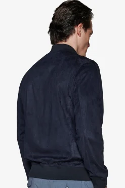 Bomber full zip in ecosuede blu