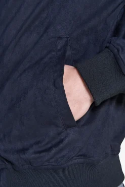 Bomber full zip in ecosuede blu