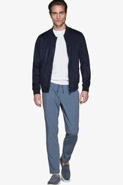 Bomber full zip in ecosuede blu
