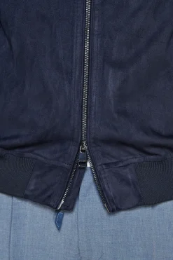 Bomber full zip in ecosuede blu