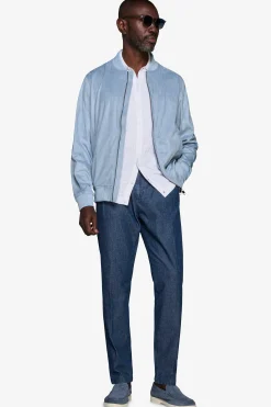 Bomber full zip in ecosuede celeste