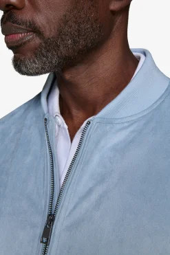 Bomber full zip in ecosuede celeste