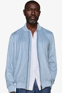 Bomber full zip in ecosuede celeste