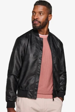 Bomber in ecopelle nero