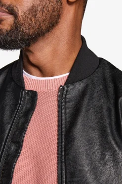 Bomber in ecopelle nero