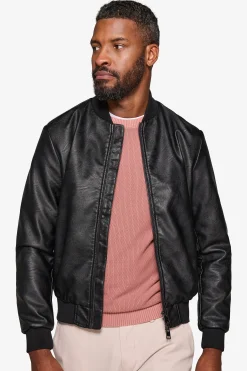 Bomber in ecopelle nero