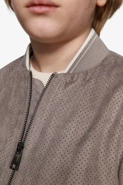 Bomber in ecosuede traforato tortora Kids