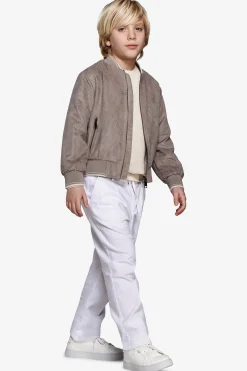 Bomber in ecosuede traforato tortora Kids
