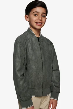 Bomber in ecosuede traforato verde Kids