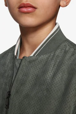 Bomber in ecosuede traforato verde Kids