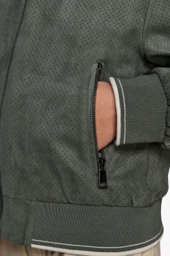 Bomber in ecosuede traforato verde Kids