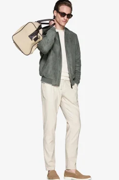 Bomber in ecosuede traforato verde