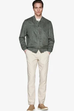 Bomber in ecosuede traforato verde