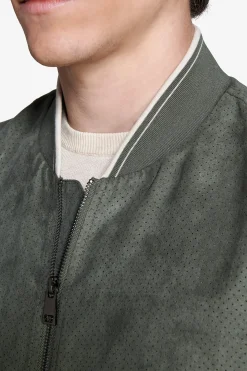 Bomber in ecosuede traforato verde