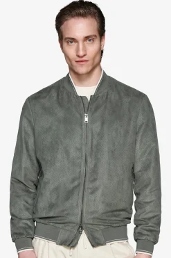 Bomber in ecosuede traforato verde