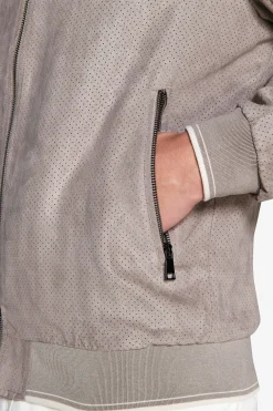 Bomber in ecosuede traforato tortora