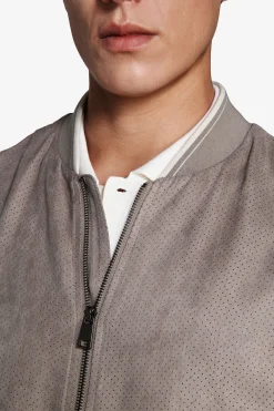 Bomber in ecosuede traforato tortora