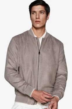 Bomber in ecosuede traforato tortora