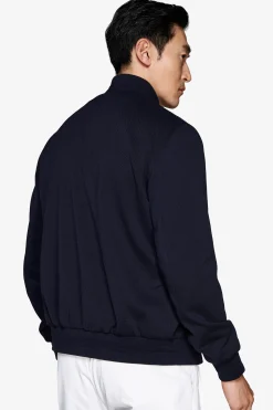 Bomber jersey piquet blu