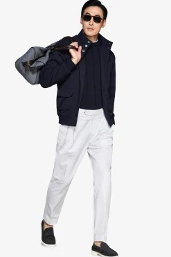 Bomber jersey piquet blu