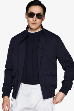 Bomber jersey piquet blu