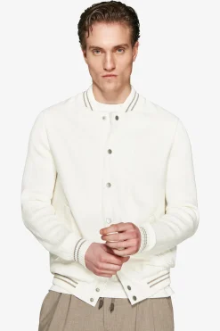 Bomber misto lino bimaterico panna DNJ