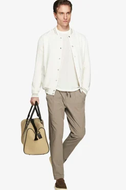 Bomber misto lino bimaterico panna DNJ