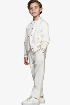 Bomber misto lino bimaterico panna Kids