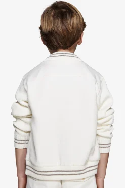 Bomber misto lino bimaterico panna Kids