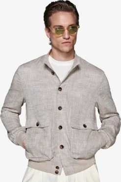 Bomber misto lino tortora