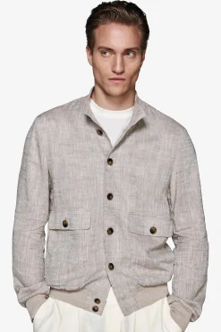 Bomber misto lino tortora