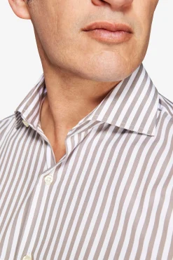 Camicia a righe fine tortora