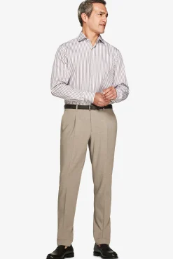 Camicia a righe fine tortora