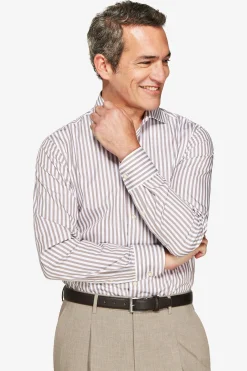 Camicia a righe fine tortora