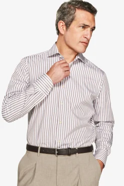 Camicia a righe fine tortora